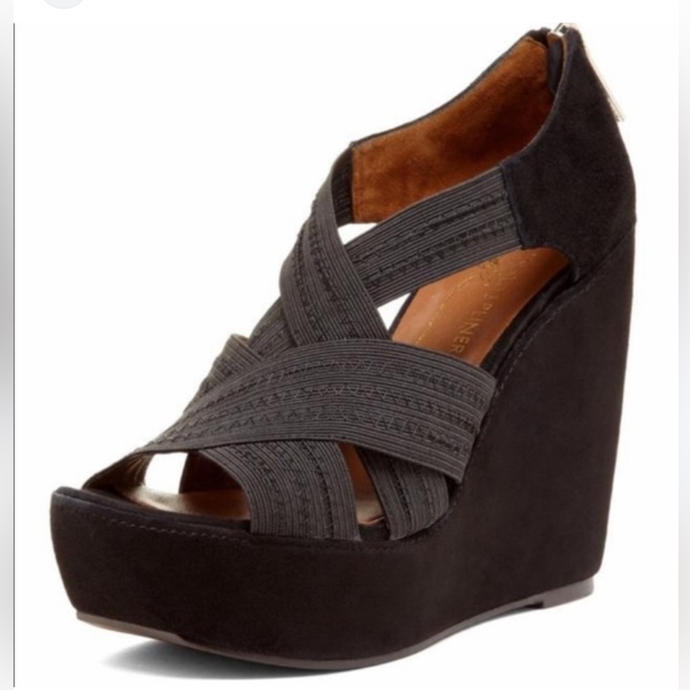 Donald J. Pliner lawney Dark Brown Wedge Sandals women 8M suede event goth Y2K